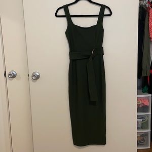 Dark green Shona Joy cocktail dress with belt